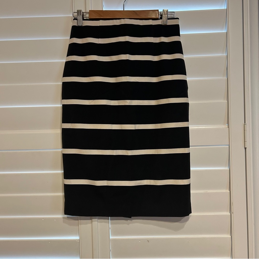 Banana Republic Striped Pencil Skirt Black White Size 6